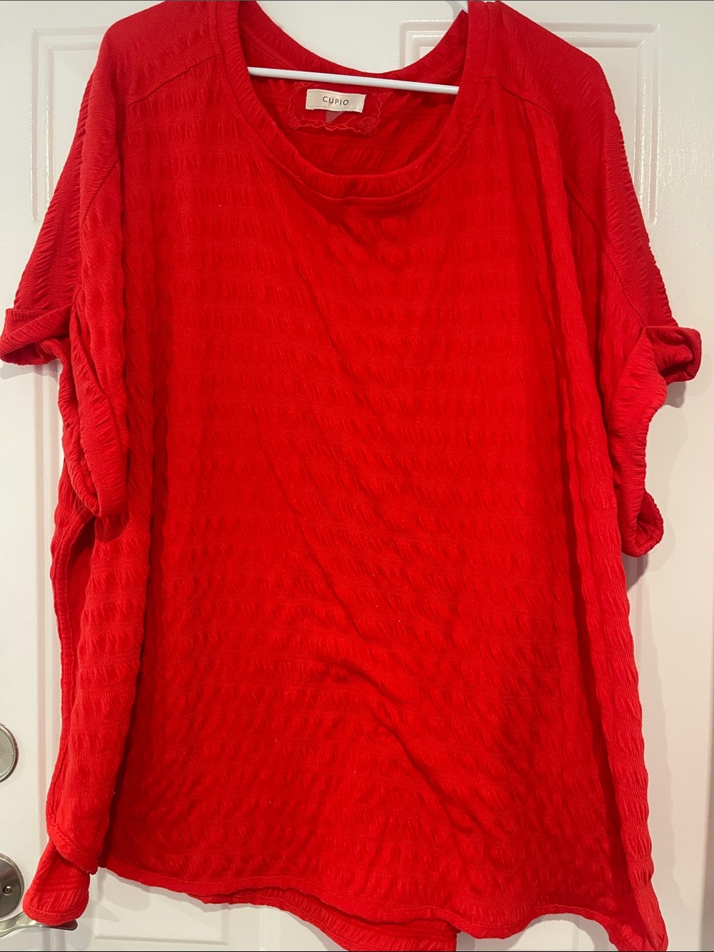 Cupio Bold Red Textured Short-Sleeve Tee